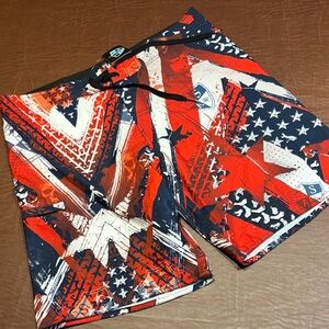 Men’s swim trunks, Red and Blue Graphic Board Shorts